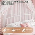 thumbnail image 6 of Amolife Queen Bed Frame, Metal Platform Bed with Crown-Shaped Headboard and Footboard, 12.6'' Under-Bed Storage Space, No Box Spring Needed, White, 6 of 12
