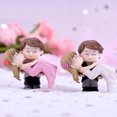 thumbnail image 2 of Farfi Sweet Couple Bride Groom Model Miniature Landscape Wedding Decorative Ornament (Blue Pink), 2 of 13