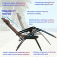 thumbnail image 4 of Set of 2 Zero Gravity Chairs Portable Lounge Patio Chairs Folding Zero Gravity Recliner with Pillow & Cup Holder for Patio, Poolside, Camping, Brown, 4 of 7