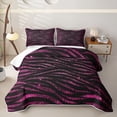 thumbnail image 2 of Homewish Zebra Print Twin Quilt Set, Black Pink Twin Coverlet Set, Animal Theme Decor, 2 Pieces 1 Bedspread and 1 Pillowcase, 2 of 7