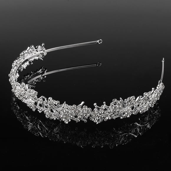 USHOBE Bridal Headdress 1Set Silver Crown Headband for Wedding Proms Formal Affairs