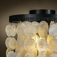 thumbnail image 5 of 3-Light Matt Black Indoor Coastal Decor Capiz Shell Flush Mount Chandelier, 5 of 7