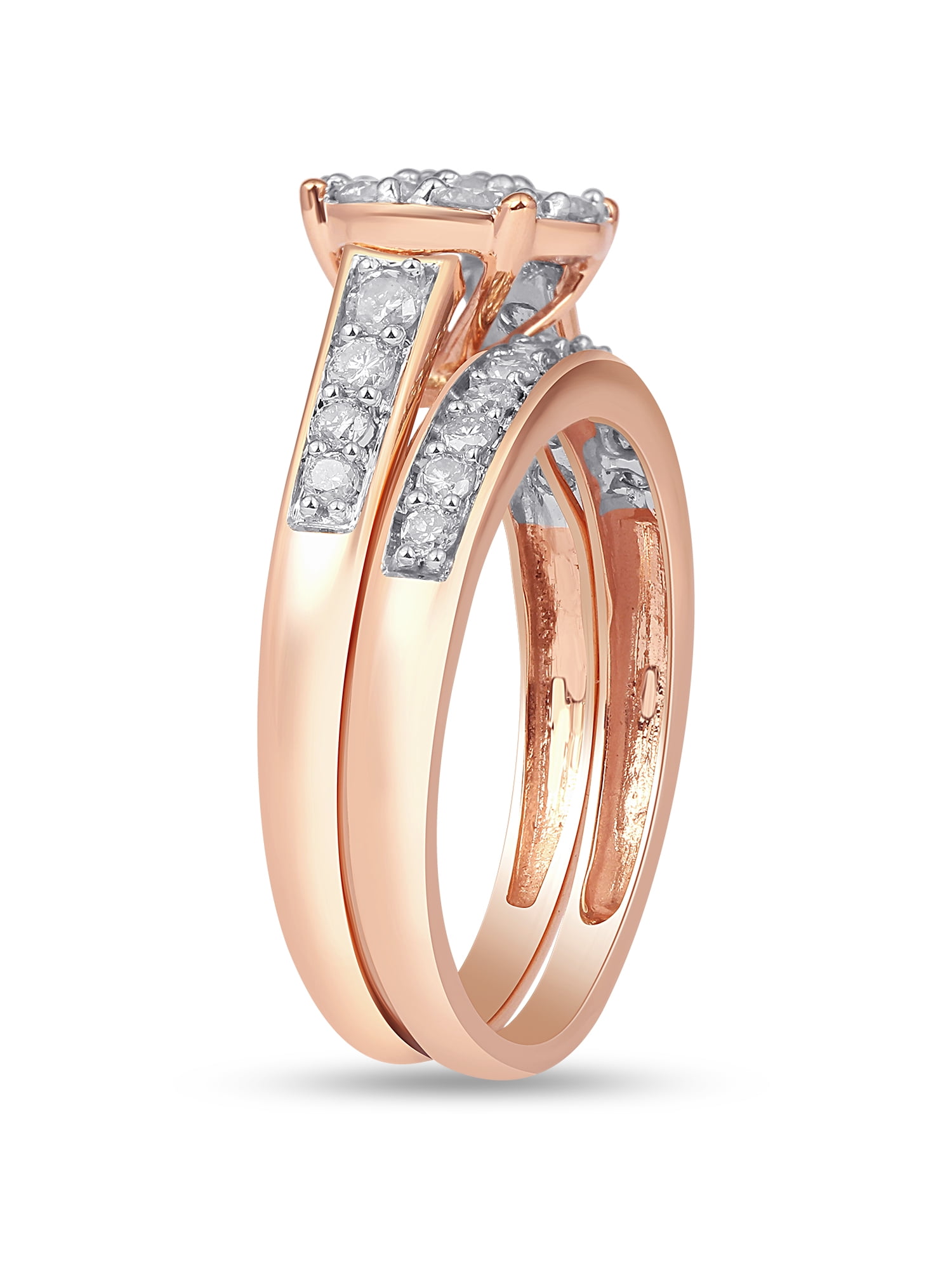 Forever Bride 1.00 Carat T.W. Diamond Wedding Ring Set in 10K Rose Gold (L, I2-I3)