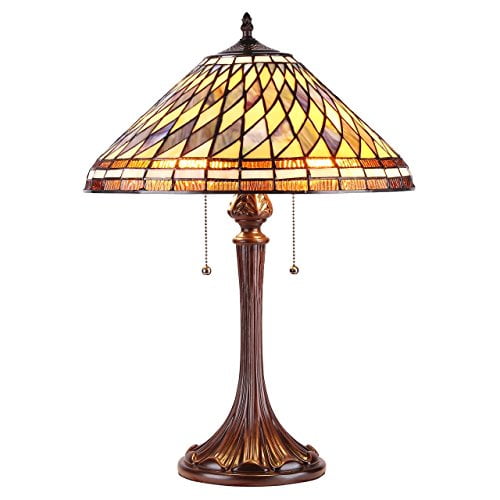 CHLOE Lighting PERCY Tiffanystyle 2 Light Mission Table Lamp 16" Shade
