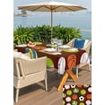 thumbnail image 6 of 60x102 Inch Outdoor Tablecloth with Umbrella Hole Zipper Rectangle Brown Balls Rectangular Tablecloths Outside Waterproof Baseball Tennis Basketball Football Patio Table Cloth Cover for Picnic Party, 6 of 8