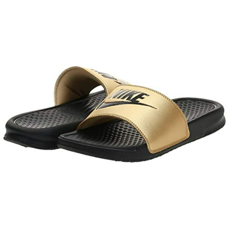 Nike Women's Benassi Just Do It Slide Sandal, Black/black-metallic Gold, Regular US - Walmart.com
