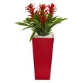 thumbnail image 2 of Nearly Natural 26" Yellow Triple Bromeliad Artificial Plant in Red Planter, 2 of 2