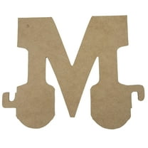 6" Wooden Letter M Unfinished, Train Font, Craft Cutout 1-8" Thick