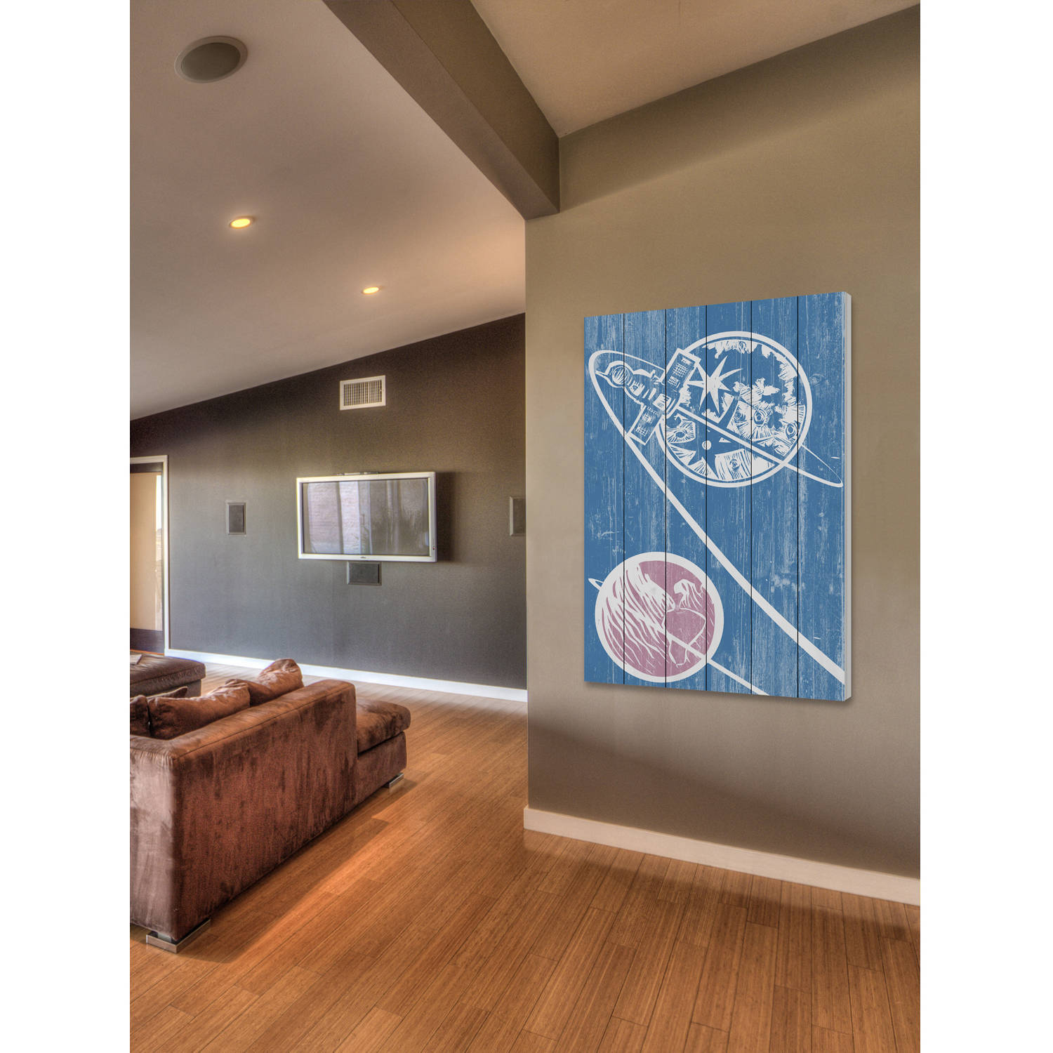 Marmont Hill - "Satellite Orbit" Painting Print on White Wood