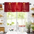 thumbnail image 3 of Merry Christmas Valances for Windows Xmas Tree Abstract Gold Shinny Red Bottom Rod Pocket Curtain Valance Window Treatment Short Curtains for Kitchen Living Room, 60"x14", 3 of 5
