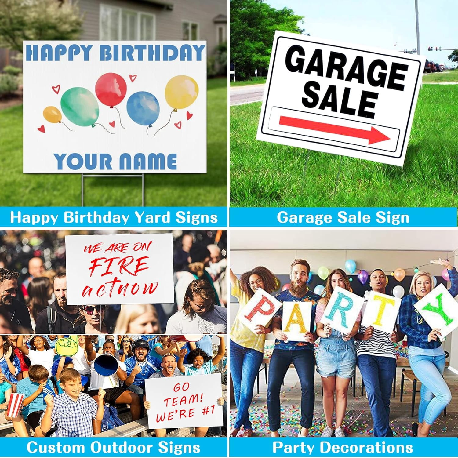Blank Yard Signs with Stakes, 10 Pack Lawn Signs Corrugated Plastic 17x12 Inches Custom Double Sided for Yard Sale Outdoor, Garage, Open House, Estate, Guidepost, Birthday Party