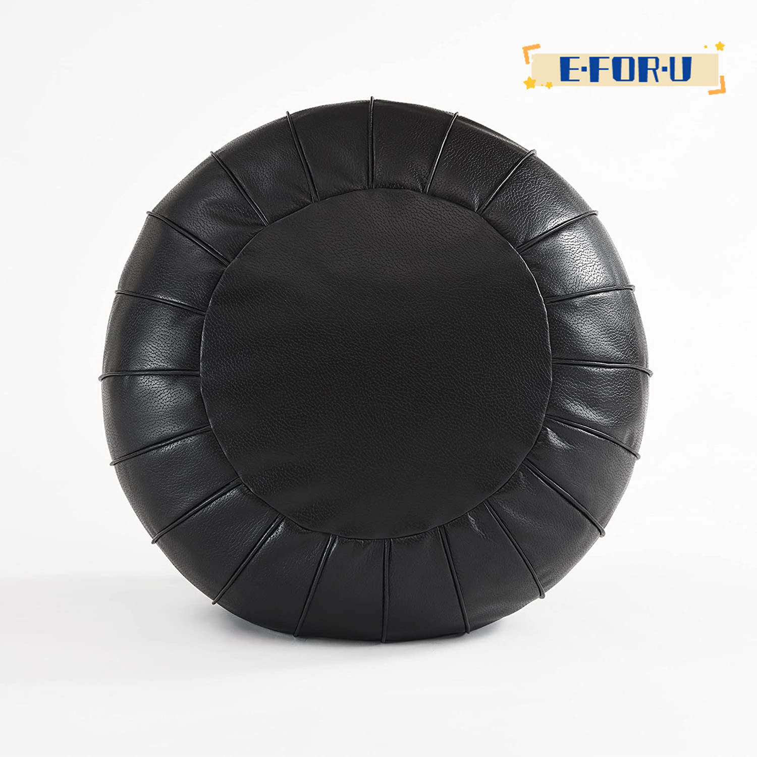 Unstuffed Pouf, Faux Leather Poufs Cover, Small Round Poof Ottomans