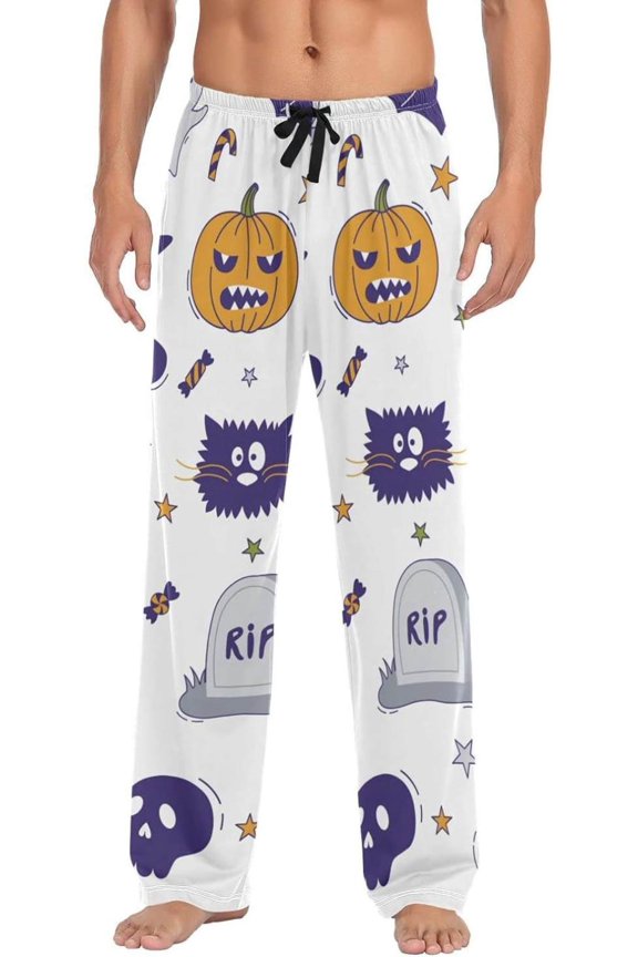 Funny Halloween Elements Pajama Pants For Men, Men's Separate Bottoms, Lounge Pants with Pockets, Christmas New Year Birthday Gifts, Medium, Christmas New Year Birthday Gifts, Medium
