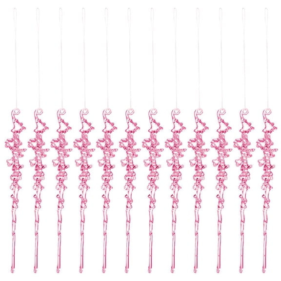 12Pcs Christmas Icicle Ornaments DIY Christmas Tree Hanging Decorations, Hanging Acrylic Ornaments, Xmas Winter Wonderland Party Decorations Supplies