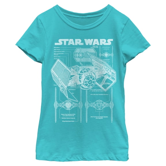 Girls Star Wars TIE Fighter Schematic T Shirt