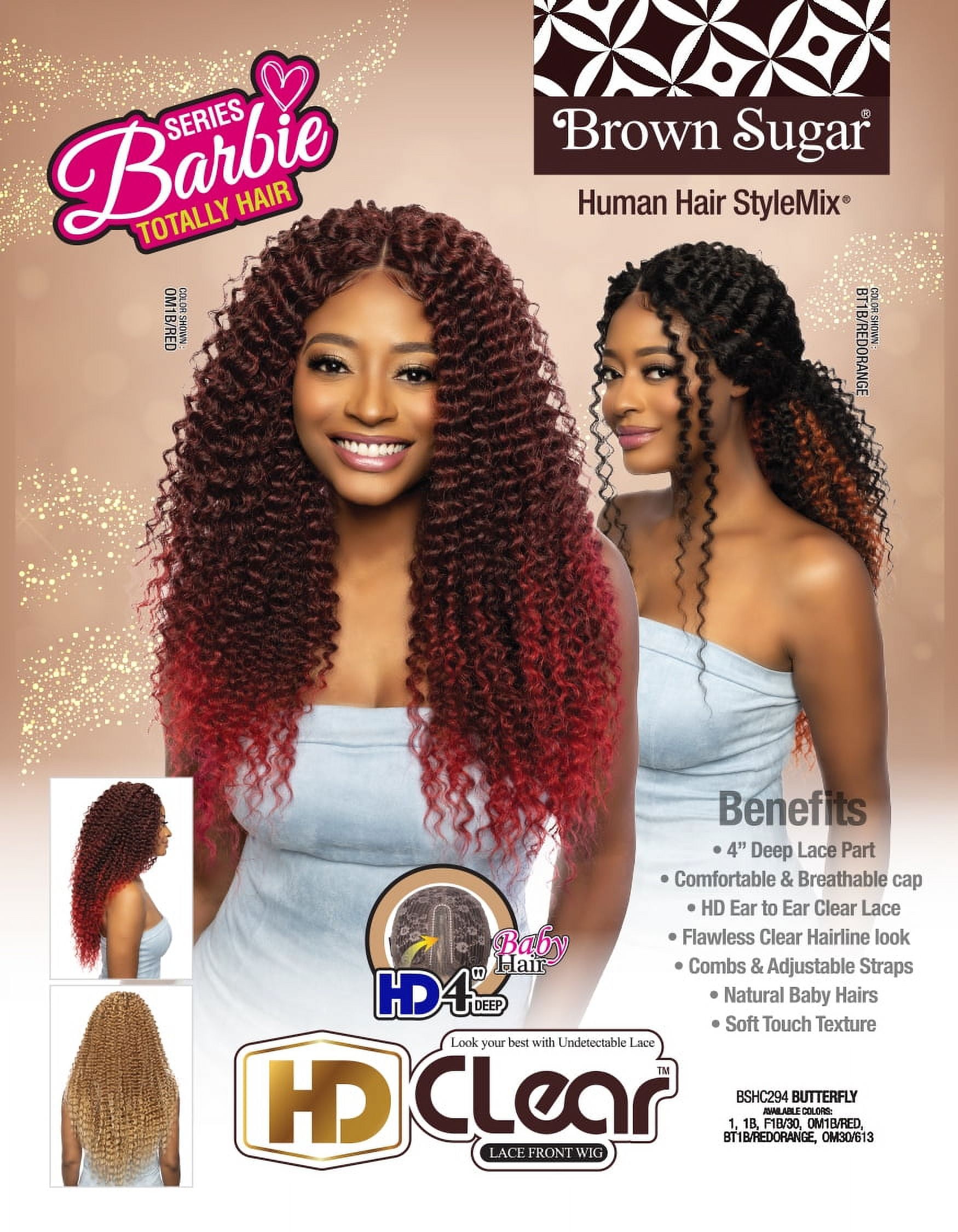 Mane Concept Brown Sugar Human Hair Blend 4" Deep Part HD Clear Lace Wig - BSHC294 BUTTERFLY (1B)