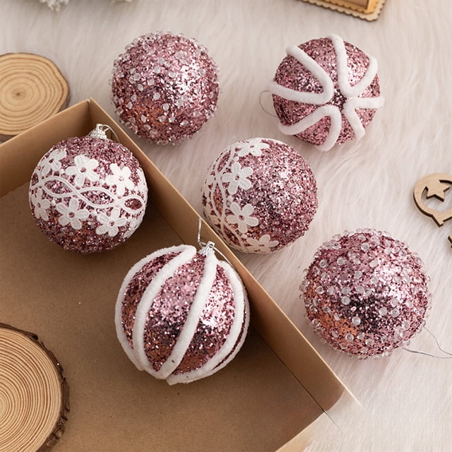 TaTaai Gift 6Pcs Christmas Baubles, Christmas Tree Balls Decoration, Christmas Tree 8cm Ball Bauble Hanging Home Party Ornament Decor