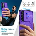 thumbnail image 5 of Case for Samsung Galaxy S24 5G / S25 5G 6.2" with Invisible Fold Holder Stand, Magnetic Wireless Charging,Sliding camera casing,Shockproof Dropproof Tough Rugged Protective Case Cover,Purple, 5 of 10