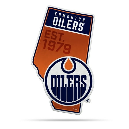 Rico Industries Hockey Edmonton Oilers State Shape Shape Cut Pennant - Home and Living Room Décor - Soft Felt EZ to Hang
