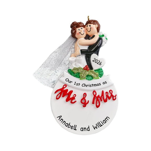 Ornaments by Elves Personalized Wedding Ornament 2024 Mr and Mrs Gifts Just Married Ornament .25lbs