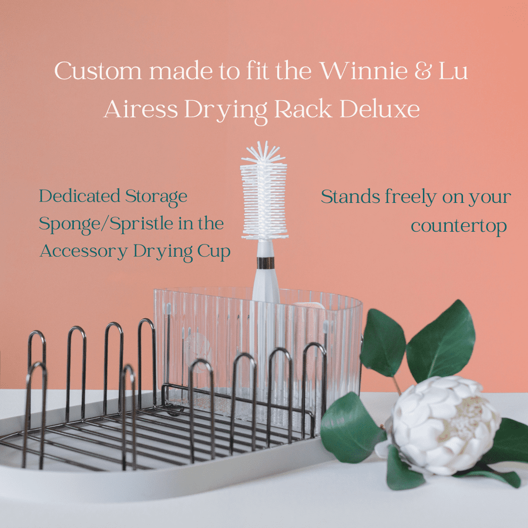 Winnie & Lu Spristle Wand Starter Set – Silicone Handle Bottle Brush & Plastic-Free Sponge, Eco-Friendly