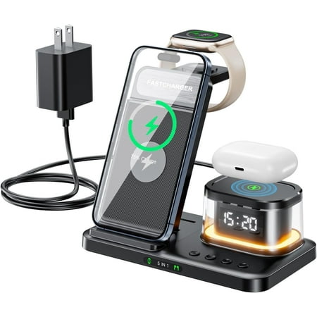 LDLC Bluetooth Earbuds for Apple iphone Wireless Earphone Waterproof mirror surface! On Sale! 4 5 in 1 Wireless Charging Station for iPhone/Apple Watch/Airpods Fast Charger Station for Apple Devices with Clock Bedside Lamp and Adapter Black