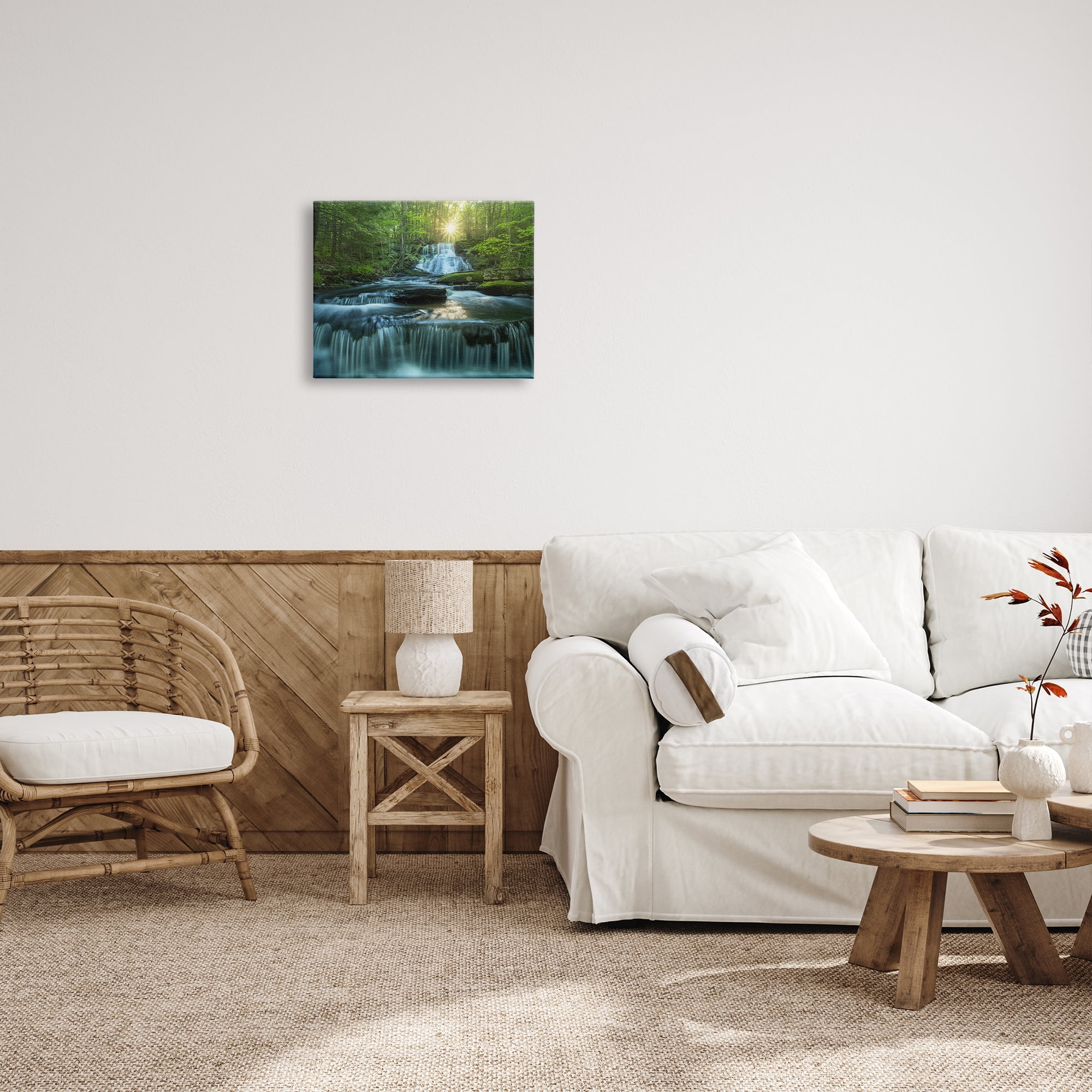 Stupell Industries Rocky Waterfall Landscape Nature Photography Gallery Wrapped Canvas Print Wall Art, 20 x 16