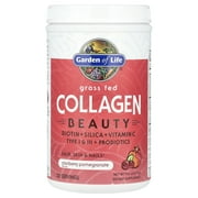 Garden of Life Grass Fed Collagen Beauty, 11g Collagen with Biotin & Silica, Cranberry Pomegranate Powder