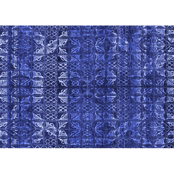 Ahgly Company Machine Washable Indoor Rectangle Abstract Blue Modern Area Rugs, 4' x 6'