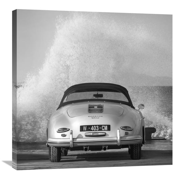 Global Gallery Gasoline Images,'Ocean Waves Breaking on Vintage Beauties (BW detail 2)' Stretched Canvas Artwork
