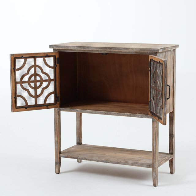 Rustic Wood and Metal Double Door Console Table - Walmart.com