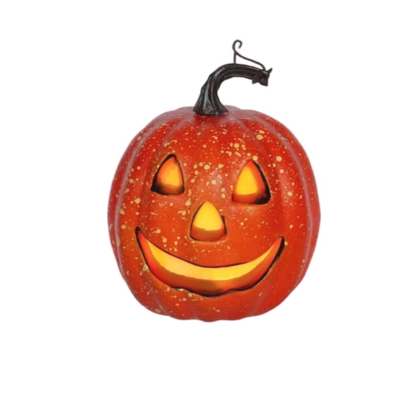 Halloween Light up Jack-o'-Lantern Pumpkin, Hollow Plastic Pumpkin Lantern with LED Light for Home Tabletop Yard Party Decor