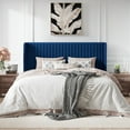 thumbnail image 6 of Amolife King Size Velvet Upholstered Bed with Wingback Headboard, Dark Blue, 6 of 9