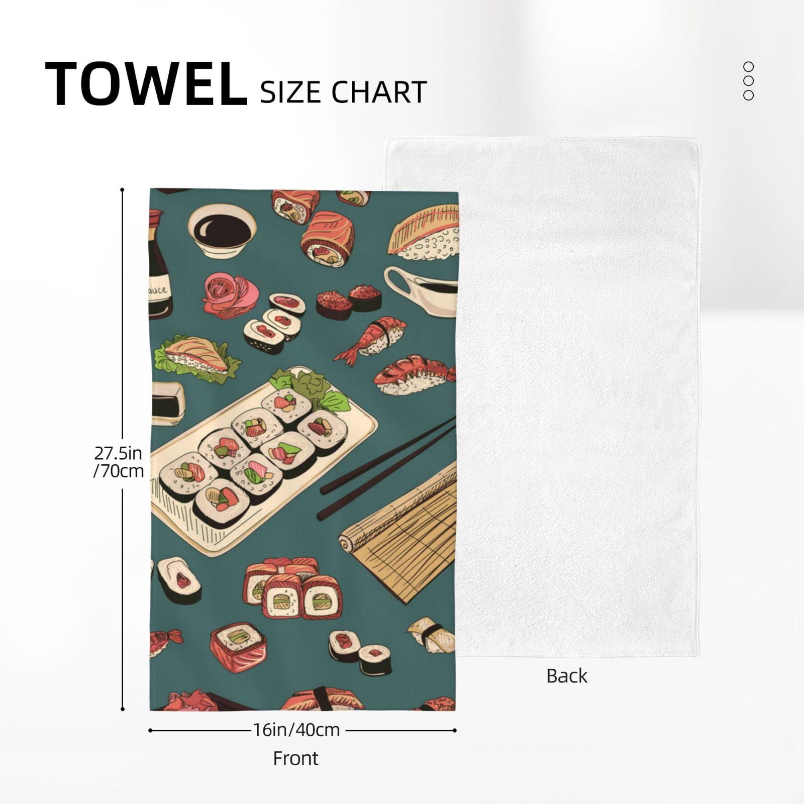 Sushi Rolls Japanese Food Japan 27.5" x 16" Ultra Soft Hand Towel, Face Wash Cloth for Bathroom, Gym, Travel, Pool