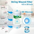 thumbnail image 2 of 50 Micron Water Filter 10-inch x 4.5-inch, 10-inch Whole House Heavy Duty Spun Wound Pre-Filter, Suitable for Well Water, Replacement Filter Cartridges for 5097, 355220-43, -45-1050, 814, 4-pack, 2 of 4