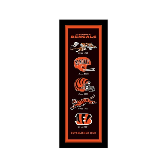 Cincinnati Bengals 12" x 36" Heritage Framed Banner