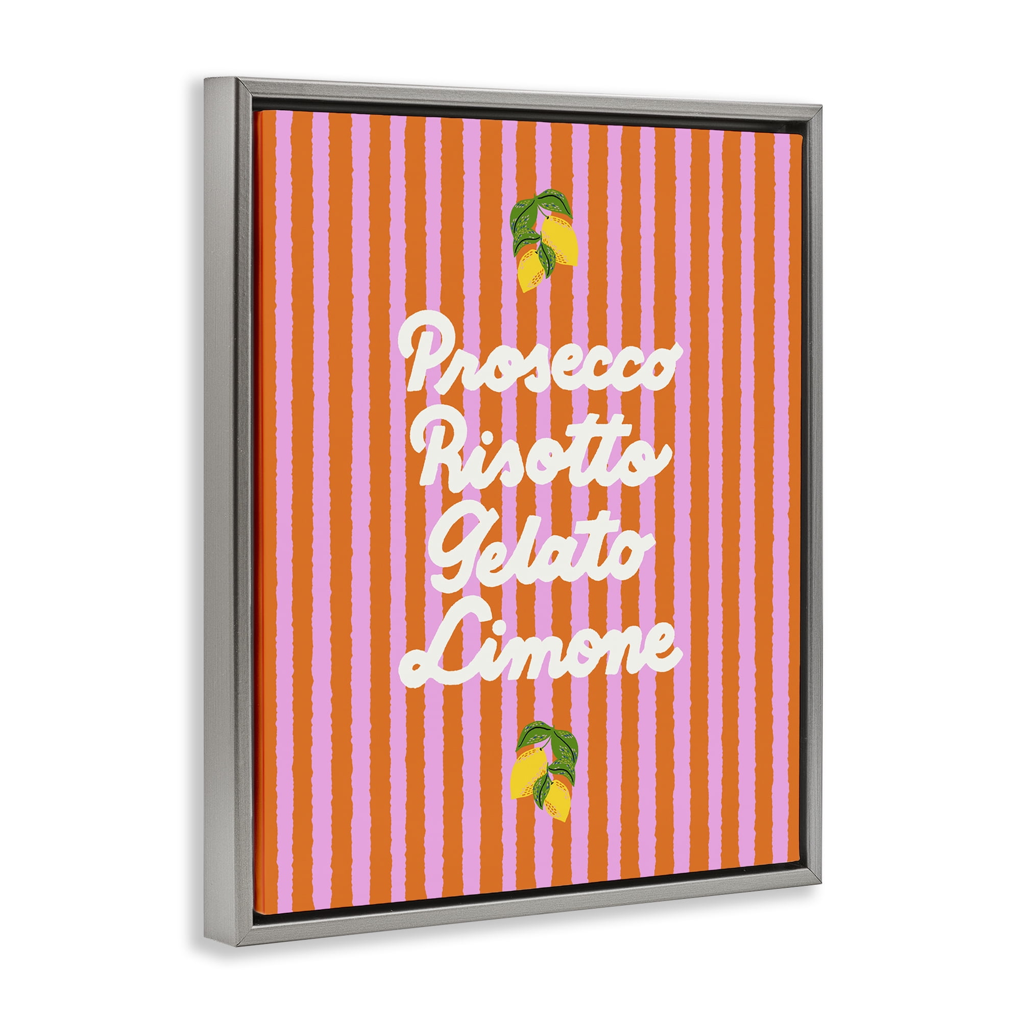 Stupell Industries Italian Enjoyment over Stripes Gray Framed Floater Canvas Wall Art, design by Indira Prieto | IndySign
