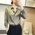 thumbnail image 2 of Ltctricy Satin Shirt for Women Spring Fashion Outfits Casual Long Sleeve Lapel Button Down Blouse Lightweight Loose Tops, 2 of 5
