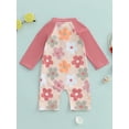 thumbnail image 3 of Argulvti Toddler Boy Girl Rash Guard Swimsuit Animal/Floral/Tree Print Long Sleeve Mock Neck Zip Bathing Suit, 3 of 7