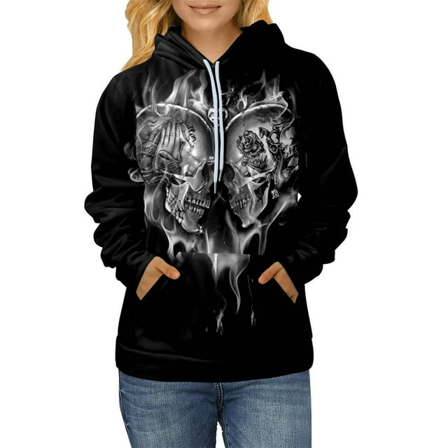T-shirt à Manches Longues avec Poches Mode Casual Pull à Capuche Pull Noir L