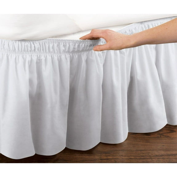 WRAP AROUND BED SKIRT DUST RUFFLE, 18" DROP, CALIFORNIA KING WHITE