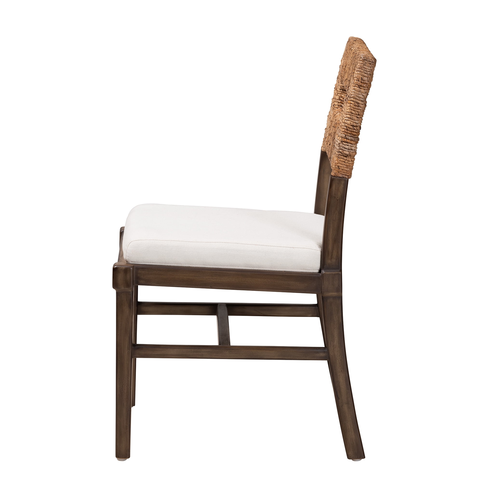 bali & pari Porsha Modern Bohemian Dark Brown Finished Mahogany Wood and Rattan Dining Chair