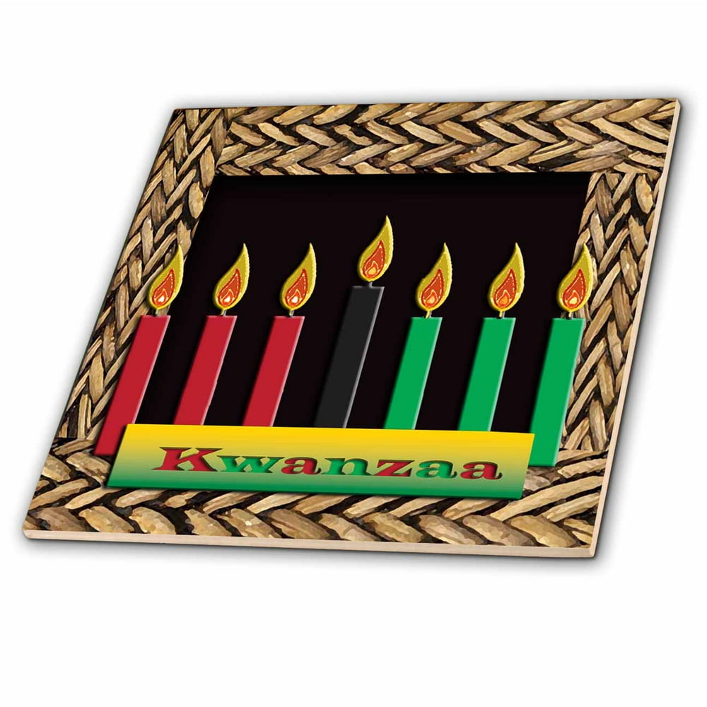 3dRose Kwanzaa Candles Ceramic Tile, 12inch