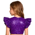 thumbnail image 5 of iiniim Girls Sparkle Sequin Dance Shirt Ruffle Sleeveless Crop Top For Jazz Hip-hop Stage Performance Purple 8, 5 of 7