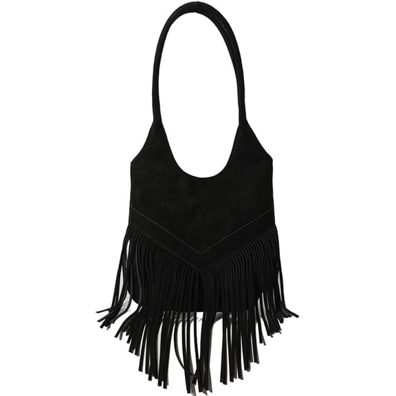 Zhengup Fringed Shoulder Bag for Women Vintage Hobo Bag Fashion Tassel Tote Bag Slouchy Top Handle Handbag Purse