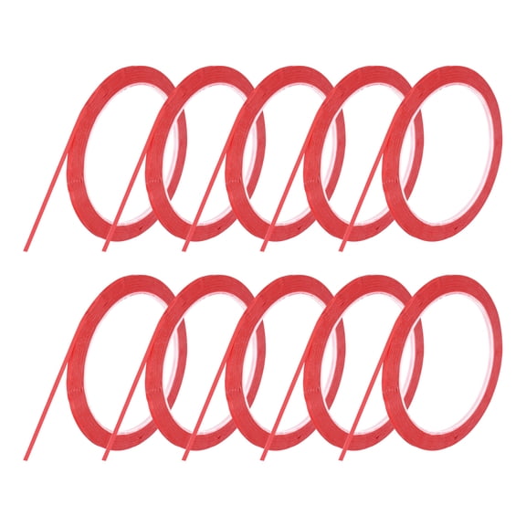 Uxcell 10 Rolls Whiteboard Tape Graphic Chart Tape 3mm 54.7 Yard Art Tape Thin Self-Adhesive Pinstripe Tape Masking Tape, Red