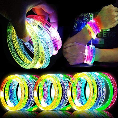 Glow in the Dark Bracelets - Music & Sound Activated Glow Bracelets for  Kids & Adults with Flashing LED Strobe, Perfect Party Favors for Birthdays