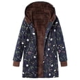 thumbnail image 4 of Chaqueta de algodón de felpa gruesa con capucha y manga larga para mujer con estampado floral retro, sudadera con capucha de talla grande, 4 of 6