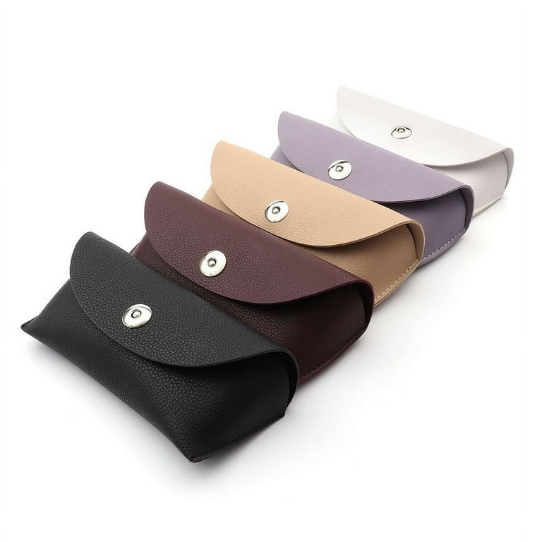 PU Leather Eyeglass Case with Metal Button Closure and Strap ZEWOOPIE Glasses Case, PU Leather Eyeglasses Case with Belt  main image 4