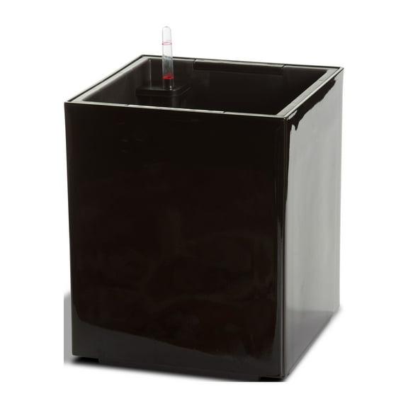Algreen Modena Cube Planter, Self-Watering, Glossy Black